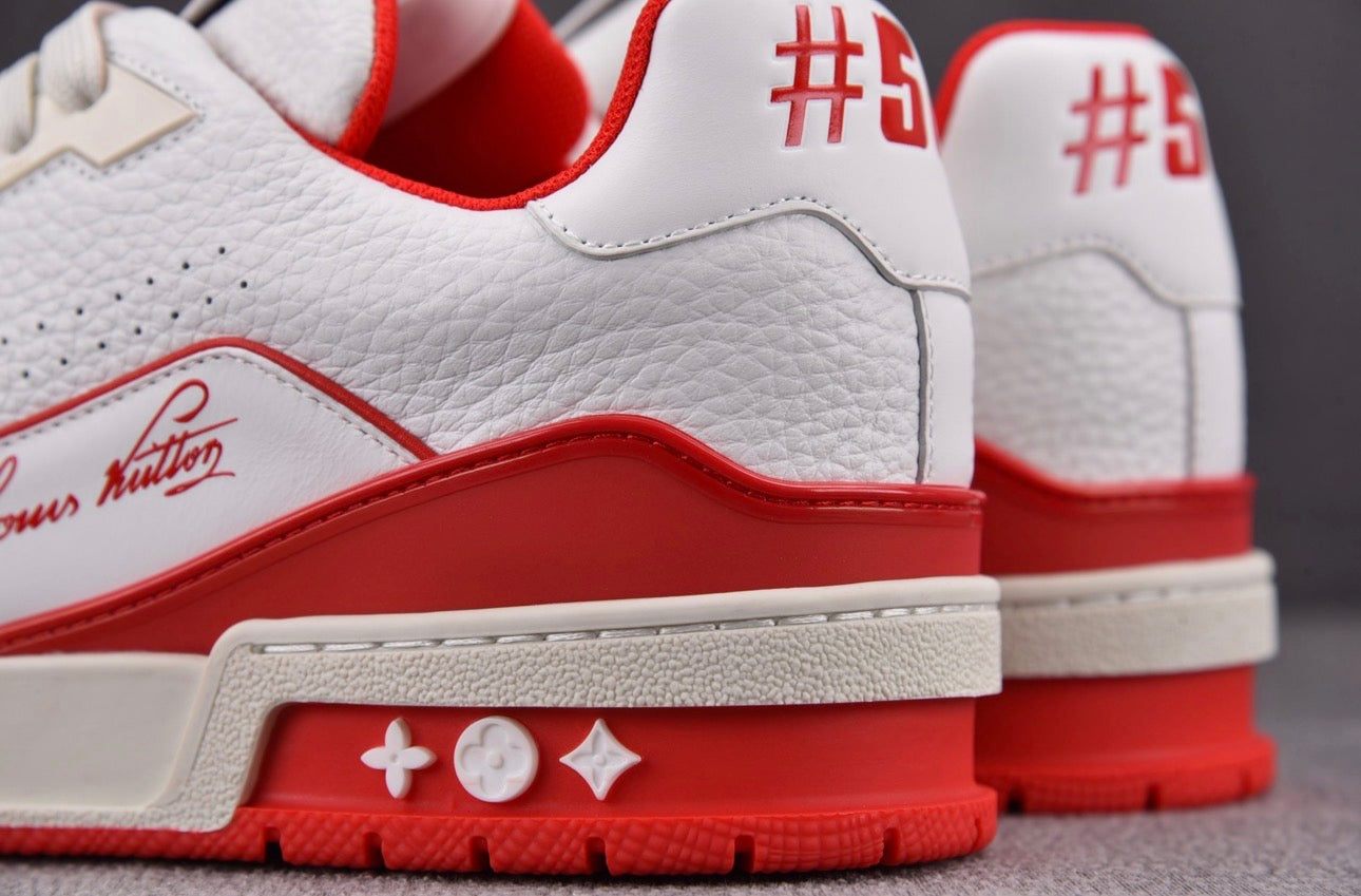 Louis Vuitton Trainer #54 Signature White Red